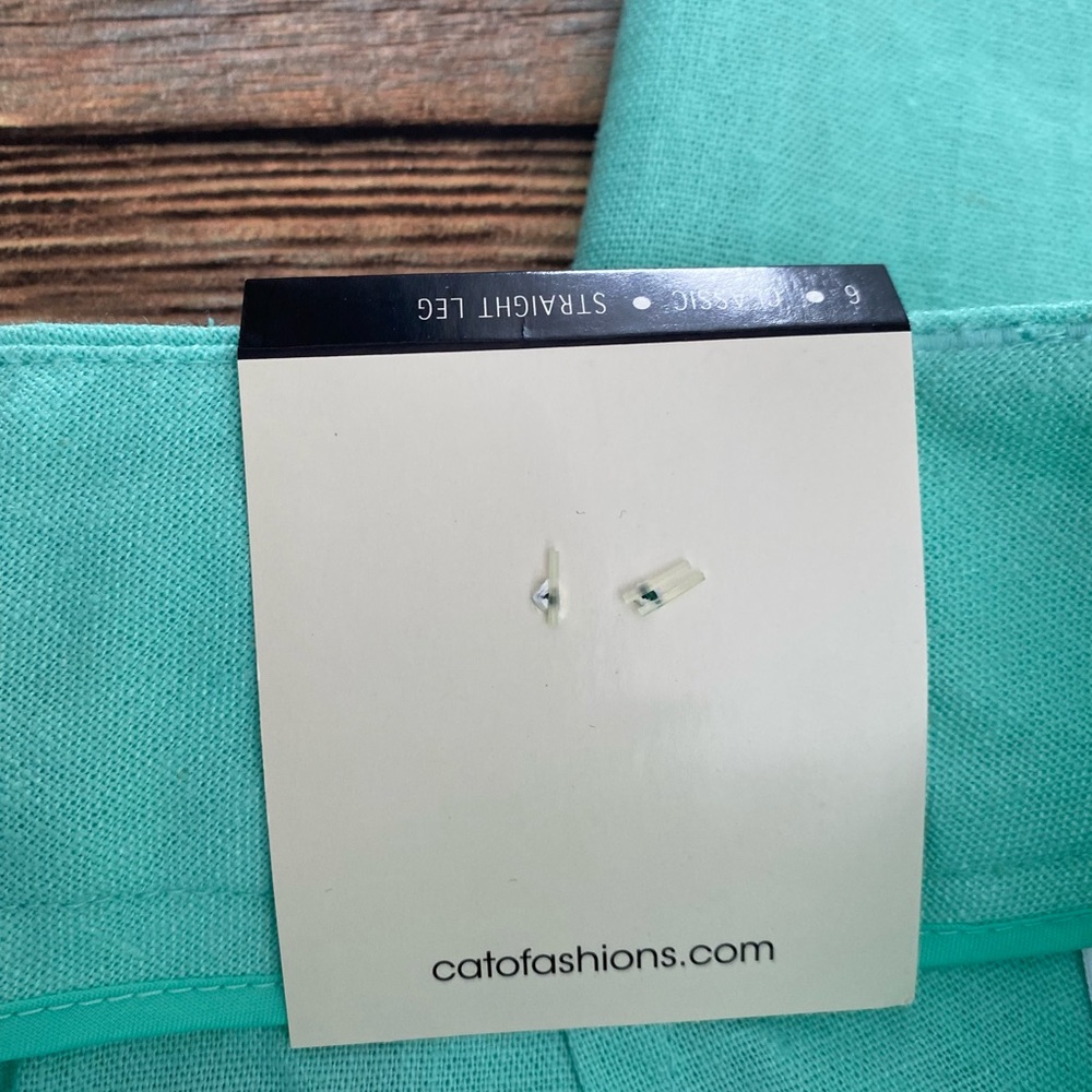 Cato Classic Mint Green Linen Blend Straight Leg Pants Size 6 NEW - Picture 9 of 12